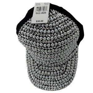 Madd Hatter Black Studded Faux Pearl Embellished Baseball Cap Hat XH210719-1 NEW